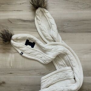 Cable Knit Cream Sweater with Faux Fur Accents
